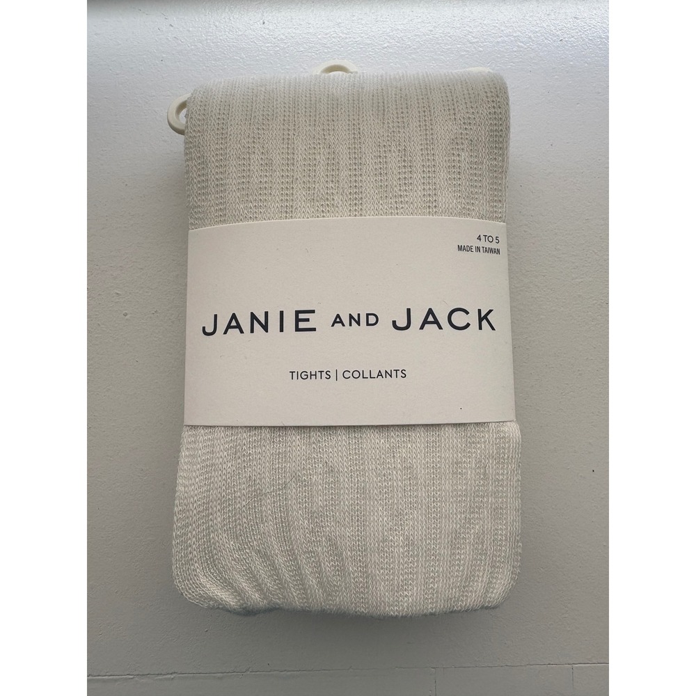 Janie and Jack Girls Cream Cable Knit Tights Size 4-5 NWT Off White Cotton Blend